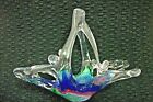MURANO GLASSWARE Abstract Pulled Glass Basket Hand Blown Italy
