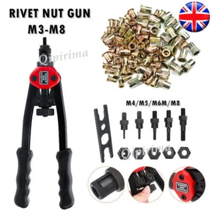 50PCS Zinc Nut Gun Tool+BT-606 Hand Threaded Rivet Nut Gun With Insert M3-M8 Kit - Picture 1 of 11