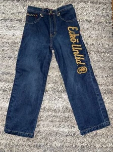Vintage Ecko Unltd Y2K Denim Foundry Embroidered Jeans Size 6 Youth Skater Rare - Picture 1 of 11