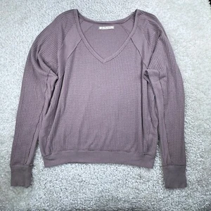 We The Free People Santa Clara V Neck Thermal Top Dusty Purple Womens Medium - Picture 1 of 6
