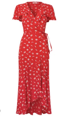 Joe Browns Francesca Frill Dress Ladies Red Size 10 #REF89