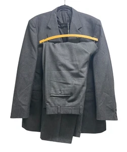 Fletcher Jones grey pure wool pants & button-up blazer matching suit size 117R - Picture 1 of 14