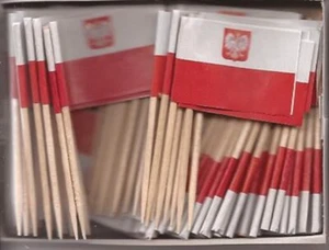 Caja de 100 banderas de palillo de dientes de Polonia, 100 pequeñas mini selecciones de cupcakes de bandera polaca - Imagen 1 de 1
