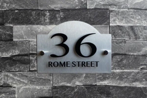 Contemporary House Sign Plaques Door Numbers Personalised Address Acrylic - Picture 1 of 6