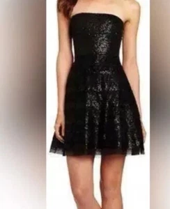 BCBGMAXAZRIA | Strapless Sequin and taffeta Black Cocktail/Prom/Party  Dress - Bild 1 von 5