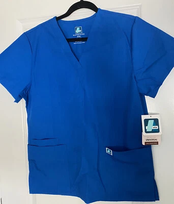 Adar Unisex Medical Workwear Uniform Multi Pocket V-Neck Scrub Top, S, Royal Blu - Image 1 of 4