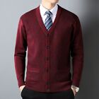 Rhombus Knitwear Sweater Tops Blazer Coat For Men V Neck Button Cardigan