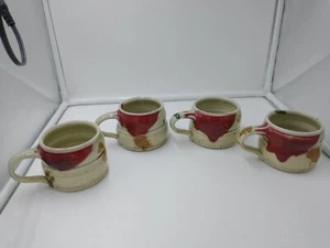 Set Of 4 Handmade Pottery Coffee Tea Mugs All Signed - Picture 1 of 7