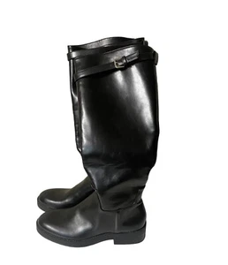 Zara Black Knee High Boots With Buckle Size- 38-7.5 - Picture 1 of 5