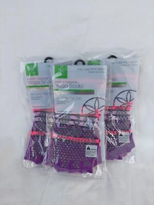 NWT Gaiam Toeless Yoga Socks Grippy Non Slip Sticky 3 Pair Purple/Pink OSFM - Image 1 of 3