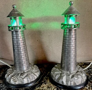 LIGHTHOUSE LAMPS - PAIRED ART LAMPS - PURE NICKEL - WWII - RARE 1 OF A KIND - Picture 1 of 11