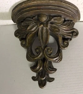 Large Ornate Half Moon WALL SHELF/ SCONCE, Black Composite 12” - Picture 1 of 9