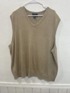 Lands End Herren Pullover Weste XXL einfarbig hellbraun V-Ausschnitt Supima Baumwolle - Bild 1 von 5
