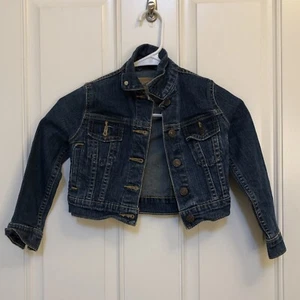 Levis Denim Trucker Cropped Jacket Medium wash Girls XS - Picture 1 of 8