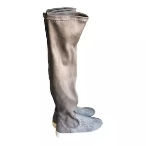 J Slides Gray Suede Zip Platform Over The Knee Fashion Boots Women's Size 6 - Picture 1 of 9