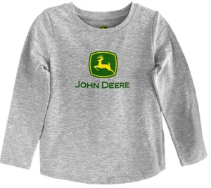 NEW John Deere Gray Glitter Sparkle Girls T-Shirt Sizes 5 6 6X 7 8 10 12 - Picture 1 of 1