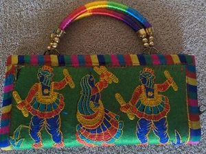 Multicolor Embroidered Clutch Purse India Culture Dance Design New- Please Read - Picture 1 of 11