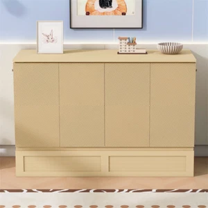 Queen Size Murphy Bed with Drawer & USB Ports for Small Apartment/Studio-Golden - Picture 1 of 22