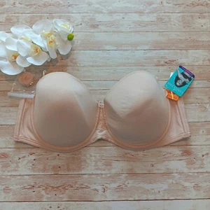 Vanity fair rose beige lightly lined underwire strapless convertible bra 40DD - Picture 1 of 8
