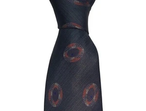 Vtg Giorgio Armani Italy Silk Necktie Mens Green Navy Blue Geometric Tie - Picture 1 of 3