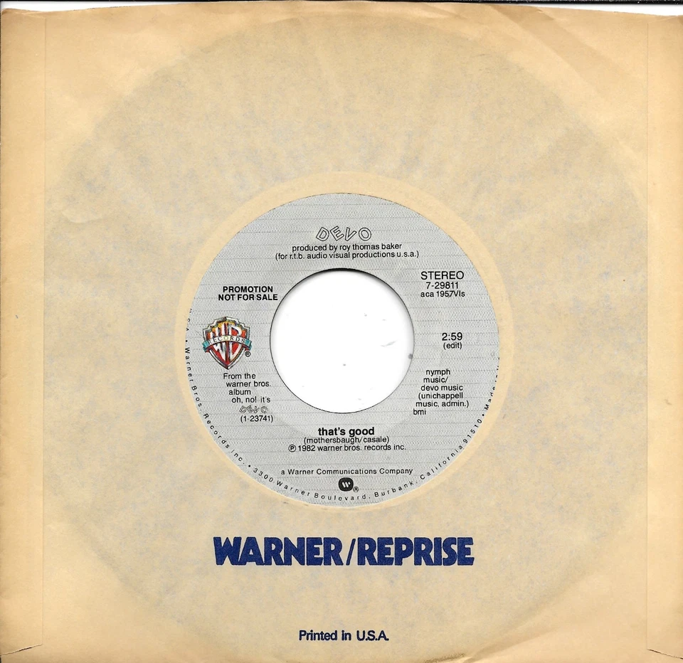 DEVO  That's Good  rare promo 45 from 1982 Foto 1 de 1