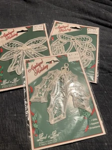 New Vintage Lot Of 3 Appligue Holiday Fabric Decoration Land O Lace - Picture 1 of 7