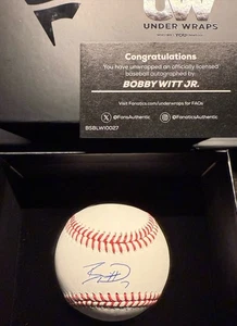 2025 Fanatics Under Wraps BOBBY WITT JR Autographed Baseball MLB COA KC Royals - Picture 1 of 3