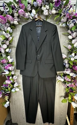 Traje DE COLECCIÓN Para Hombre Chaqueta de Lana Negra 42R y Pantalones 38x30 Conjunto de 2 Piezas Hardy Amies Foto 1 de 4