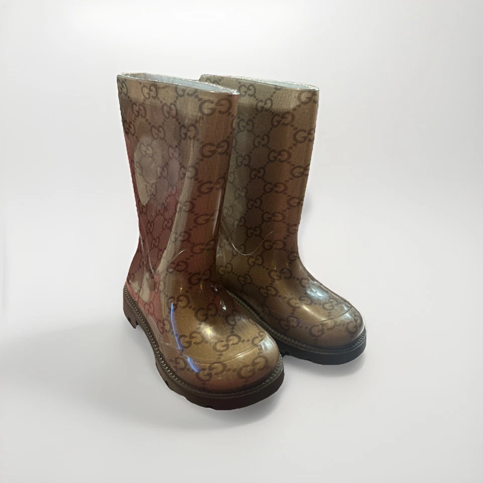 Nuevas Botas de Goma Gucci Niños GG Supreme Cacao Sin Caja Talla 24 EE. UU. Talla 7.5 Foto 1 de 4