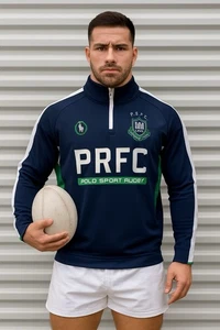 Polo Ralph Lauren Sport 1/4 Zip Pullover Herren blau Performance PRFC Rugby Gr. M - Bild 1 von 14