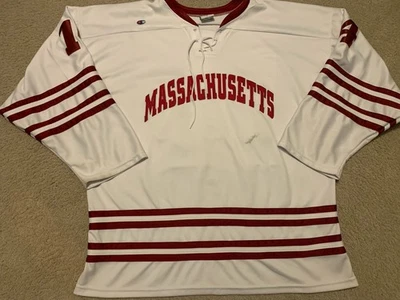 Rare Vintage Champion UMASS Massachusetts Minutemen Hockey Jersey Mens XL USA - Image 1 of 4