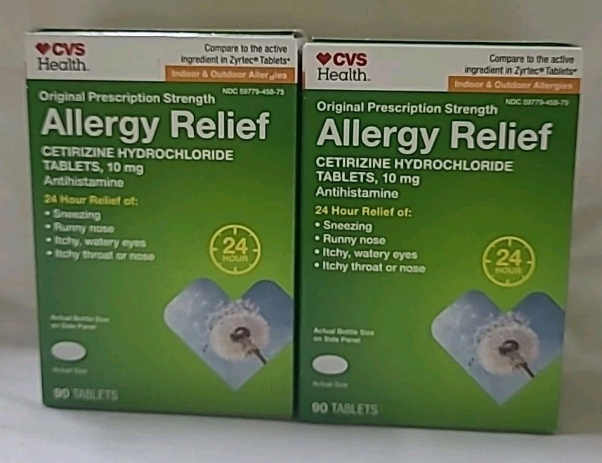 2- CVS HEALTH ALIVIO ALERGIAS 90 COMPRIMIDOS CADA UNO, 10mg- CADUCIDAD 08/2026 Foto 1 de 4