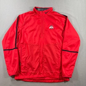 Nike Ohio State Buckeyes Pullover Windbreaker Mens Medium Red Golf Mock Neck - Picture 1 of 11