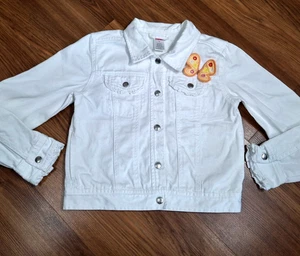 Y2K Gymboree Kids Girl's Sz 8 9 Denim Jacket Social Butterfly White Ruffle Snap - Picture 1 of 16