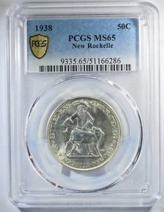 1938 New Rochelle Silver Commemorative Half Dollar - PCGS MS-65 - GEM - Picture 1 of 4