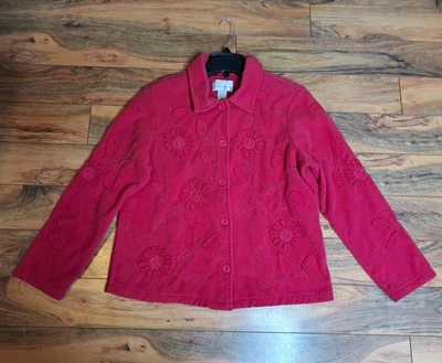 Chaqueta con botones de lana Susan Graver para mujer talla M rosa floral caprichosa  Foto 1 de 4