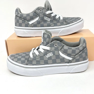 Vans Niños Seldan Checker Tenis Gris Lona Blanco Zapatos Talla 1 EE. UU., Sin Caja Foto 1 de 4