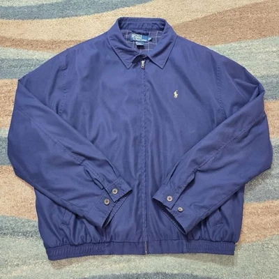 Chaqueta Polo Ralph Lauren Harrington Para Hombre XL Azul Marino Forro a Cuadros Cremallera Clásica Foto 1 de 4