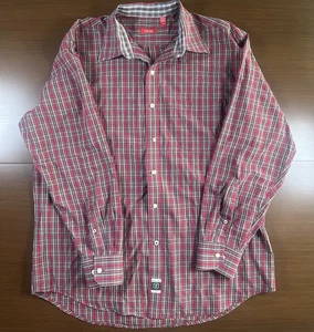 Izod Shirt Mens Large Red Plaid Button Down Casual Preppy Pocket Multicolor - Picture 1 of 3