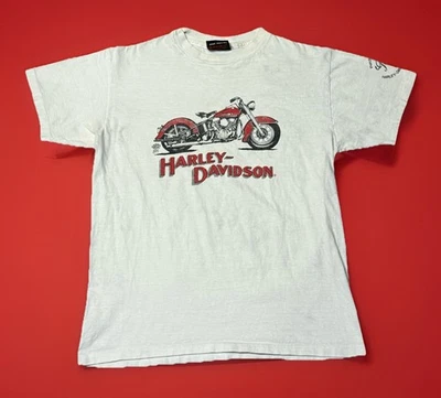 VINTAGE Harley Davidson Panhead Shirt Adult Large White London, England Mens 80s - Image 1 of 4