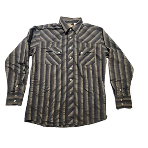 Maxini Men's Western Long Sleeve Snap Button Up Stripe Shirt Large - Picture 1 of 8