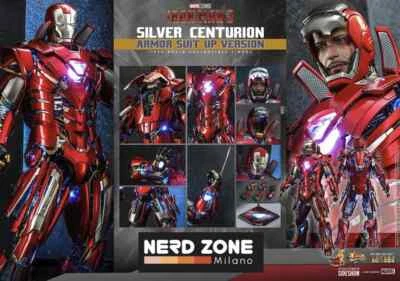 Iron Man 3 Silver Centurion Armor Suit Up Version MMS618 D43 HOT TOYS - Immagine 1 di 4