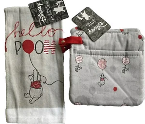 DISNEY Winnie The Pooh Kitchen OVEN MITTS & DISH TOWELS 4-Piece Gift Set Red - Picture 1 of 5