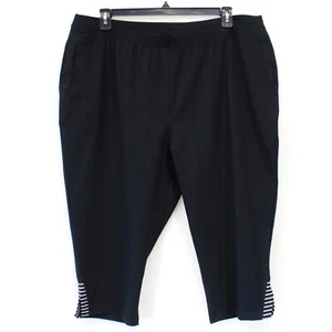 Catherines Plus Suprema Cotton Black Stretch Waist Capri Pants 6X - Picture 1 of 8