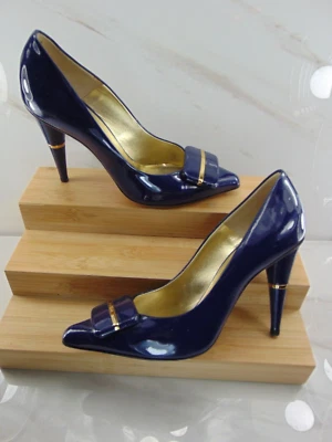 ESCADA Blue Patent Leather pumps EURO size 36.5 M $550 RETAIL WITH BOX AND BAG - Image 1 of 4