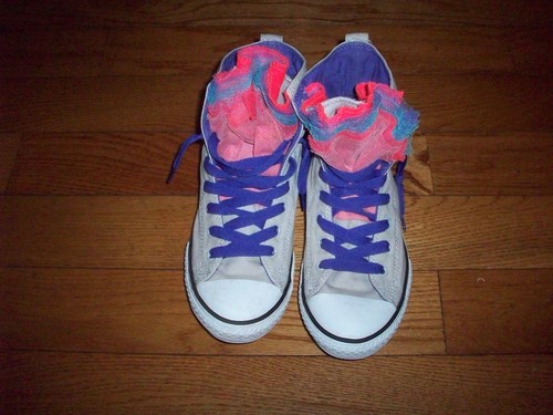 SNEAKERS BAMBINA JUNIOR CONVERSE CT ALL STAR HI TOP MARRONE CACHI CON TULLE TAGLIA 6