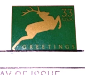 Christmas 1999 Green Reindeer - 22kt Golden Replica Stamps - Gold Replicas - Picture 1 of 4