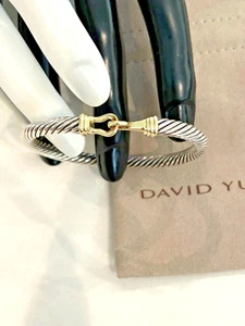 DAVID YURMAN .925-14KT.-HOOK BUCKLE- CLASSIC 5.0mm CABLE-wgt-27.4grm LK/N-UEB-1 - Picture 1 of 6