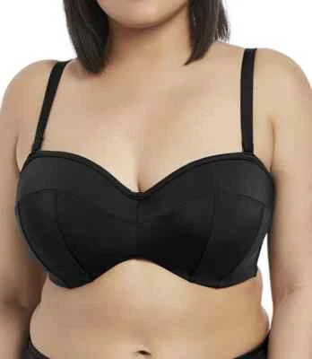 Top de bikini Elomi Essentials negro talla 36G sin tirantes acolchado bandeau sujetador 7532 nuevo Foto 1 de 4