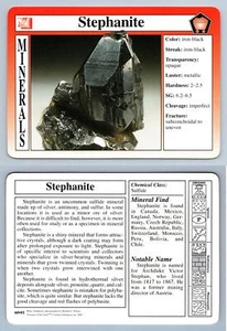 Stephanite #60.01 - Minerals - Treasures Of The Earth Grolier Card - Picture 1 of 1